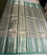 Silver and pastal blue tissue Kanchipuram Silk saree - PPURE158
