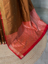 Brown and Red Silk saree - PBRZU14C