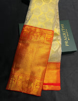 Gold and Red Pure Tissue Kanchipuram Silk saree - PPURE173