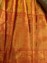 Gold and Red Pure Tissue Kanchipuram Silk saree - PPURE173