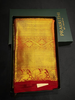 Gold and Red Pure Tissue Kanchipuram Silk saree - PPURE174