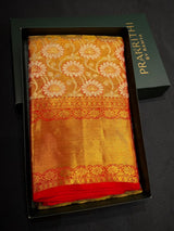 Gold and Red Pure tissueKanchipuram Silk saree - PPURE179