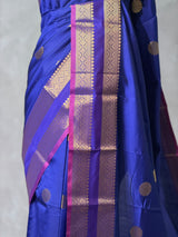 Blue and magenta semi kanchipuram soft silk saree - PSSN213