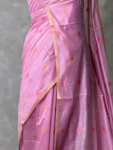 Pink Chanderi silk cotton Jamdani woven saree- PBRJ38C