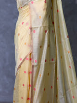 Pastal Yellow Chanderi silk cotton Jamdani woven saree- PBRJ38G