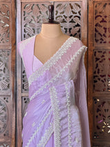 Lavender fendy silk Designer saree- PBRDS5A