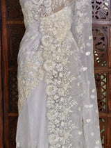 White Organza Designer saree- PBRDS1