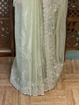 Pastal green fendy silk Designer saree- PBRDS5