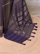 Navy Blue Viscose Tissue Silk Saree - PBRATH9B