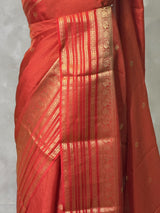Dark Red Viscose Tissue Silk Saree - PBRATH9C