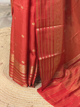 Dark Red Viscose Tissue Silk Saree - PBRATH9C
