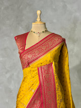 Yellow and rani pink Georgette saree- PBRSB1I