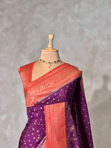 Purple and Orange Georgette saree- PBRSB1K