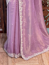Lavender Pure Satin silk Designer saree- PBRDS4A