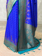 Blue and Aqua green Georgette saree- PBRSB1C