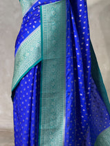 Royal blue and Aqua blue Dola silk saree- PBRSB2O