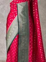 Dark pink and Green Dola silk saree- PBRSB2E