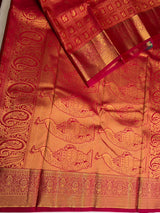 Pinkish Red Bridal Kanchipuram saree- PBRIDEK33A
