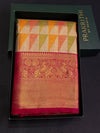 Off white and Dark Pink Bridal Tissue Kanchipuram saree- PBRIDEK37
