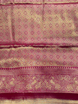 Off white and Dark Pink Bridal Tissue Kanchipuram saree- PBRIDEK37