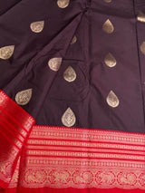 Brown and Red Semi Kanchipuram Silk Saree - PSSRN76