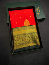 Red and Green Semi Kanchipuram Silk Saree - PSSRN77