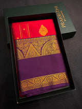 Red and Violet Semi Kanchipuram Silk Saree - PSSRN79