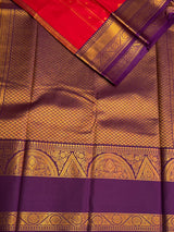Red and Violet Semi Kanchipuram Silk Saree - PSSRN79