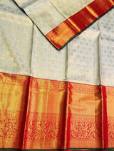 Pastal blue and red Pure Kanchipuram Silk saree - PPURE187