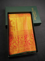Pastal blue and red Pure Kanchipuram Silk saree - PPURE187