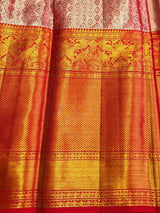 Pastal blue and red Pure Kanchipuram Silk saree - PPURE189