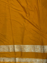 Deep Wine and Yellow Crepe silk saree- PBRSB3F