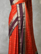 Orange and purple Crepe silk saree- PBRSB3G