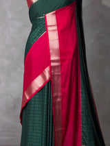 Dark Green and Pink Crepe silk saree- PBRSB4