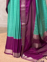 Blue and Purple Crepe silk saree- PBRSB4C
