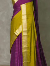 Purple and Olive green Crepe silk saree- PBRSB4J