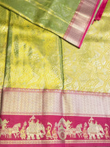 Pastal Green and Rani Tissue Kanchipuram saree- PBRIDEL9