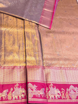 Gold and Rani Pink Tissue Kanchipuram saree- PBRIDEL10