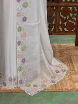 White crush georgette Designer saree- PBRCK5