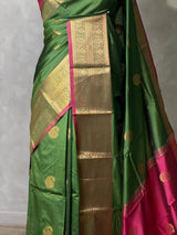 Olive Green and Magenta semi kanchipuram soft silk saree - PSSN219