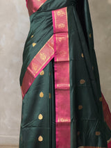 Dark green and Magenta semi kanchipuram soft silk saree - PSSN222