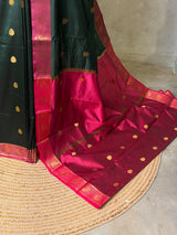 Dark green and Magenta semi kanchipuram soft silk saree - PSSN222