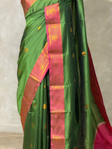 Green and Magenta semi kanchipuram soft silk saree - PSSN230