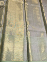 Pastal Green and Silver pure Tissue Kanchipuram Silk saree - PPURE200