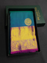 Peacock blue and Purple Pure Vintage Kanchipuram Silk saree - PPURE205