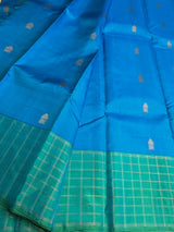 Blue and Aqua Green Pure Vintage Kanchipuram Silk saree - PPURE207