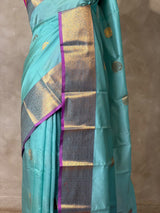Blue and Magenta semi kanchipuram soft silk saree - PSSN225