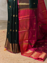 Sandal and Magenta semi kanchipuram soft silk saree - PSSN228