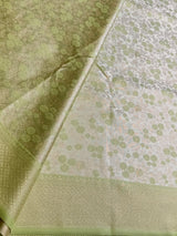 Pastal parrot green Soft satin brocade Silk Saree - PBRMJ9B