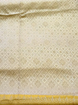 Pastal yellow Soft satin brocade Silk Saree - PBRMJ9F